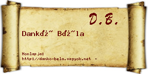 Dankó Béla névjegykártya