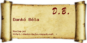 Dankó Béla névjegykártya